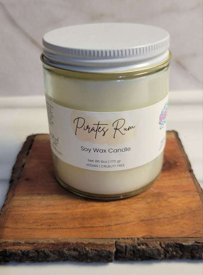 Pirate’s Rum Scented Soy Candle - A Journey into Spiced Rum & Ocean Breeze - Soapyfluffs